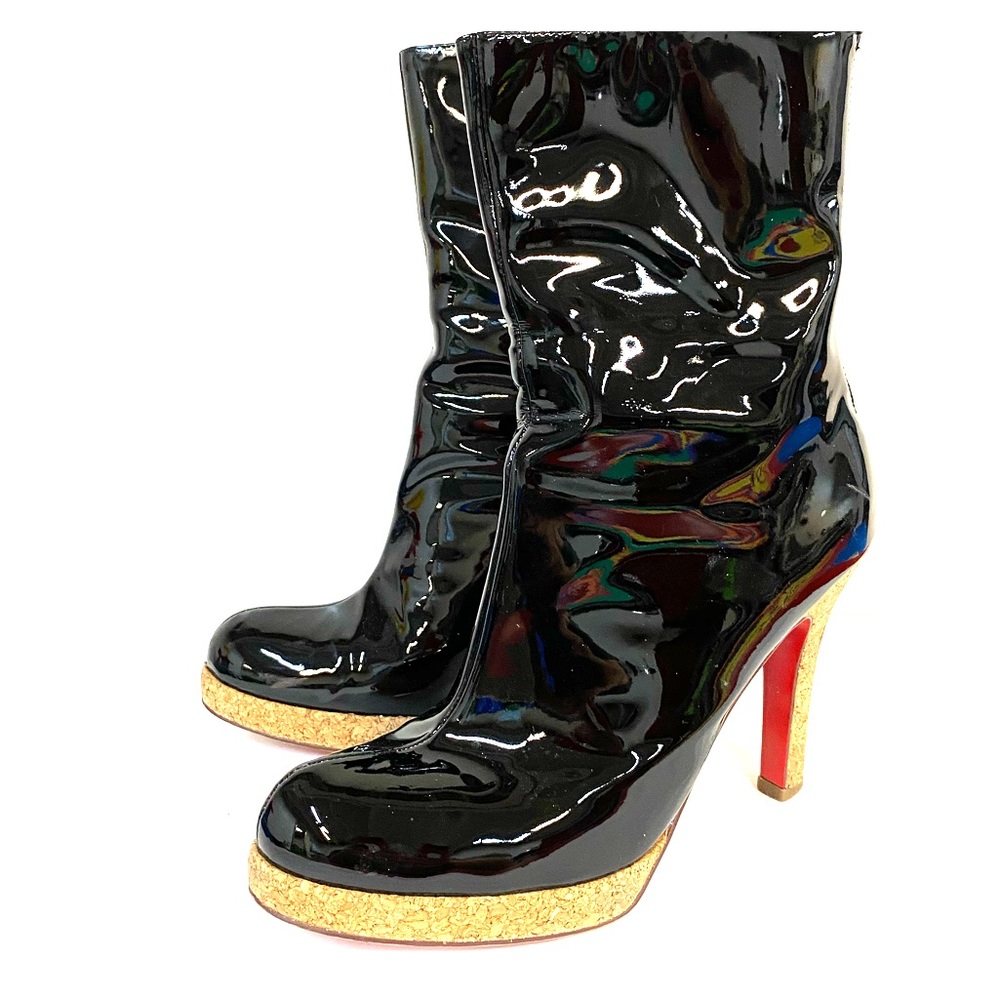 Oh Deer! Black Patent Red Bottom Boots